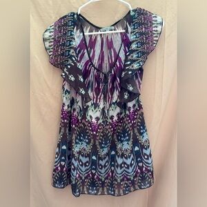 Charlotte Russe Purple & Blue Patterned Top